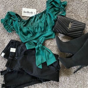 Emerald Silk Crop Top